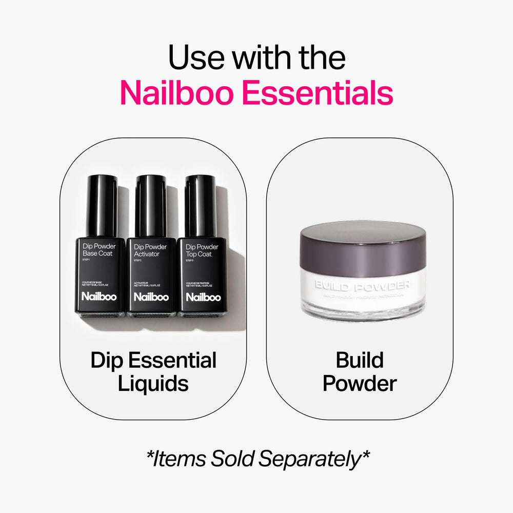Poudre dip Cloudberry Nailboo, étape de trempage simple et nettoyage facile.