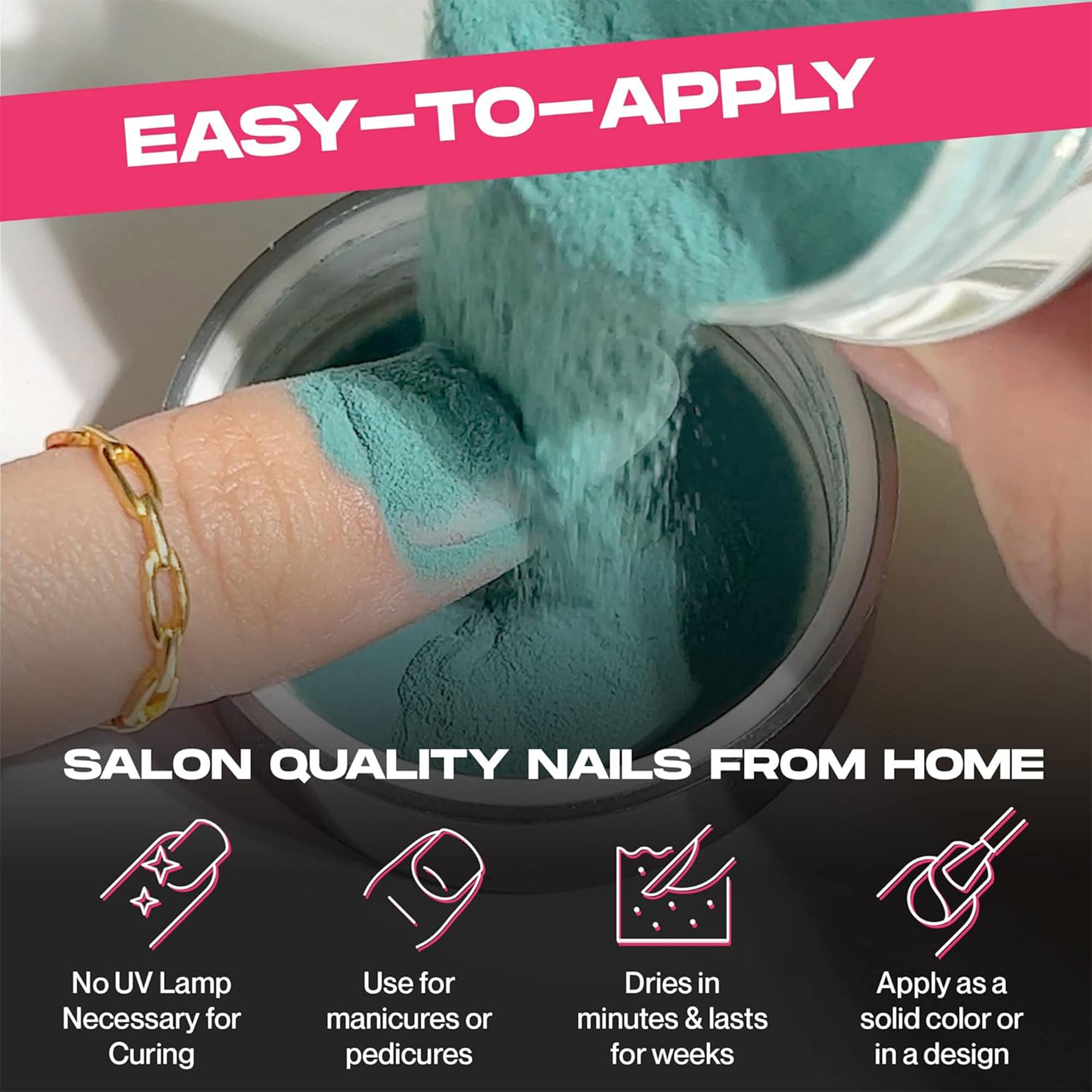 Nailboo révèle une teinte rose paillettes éclatante et durable.