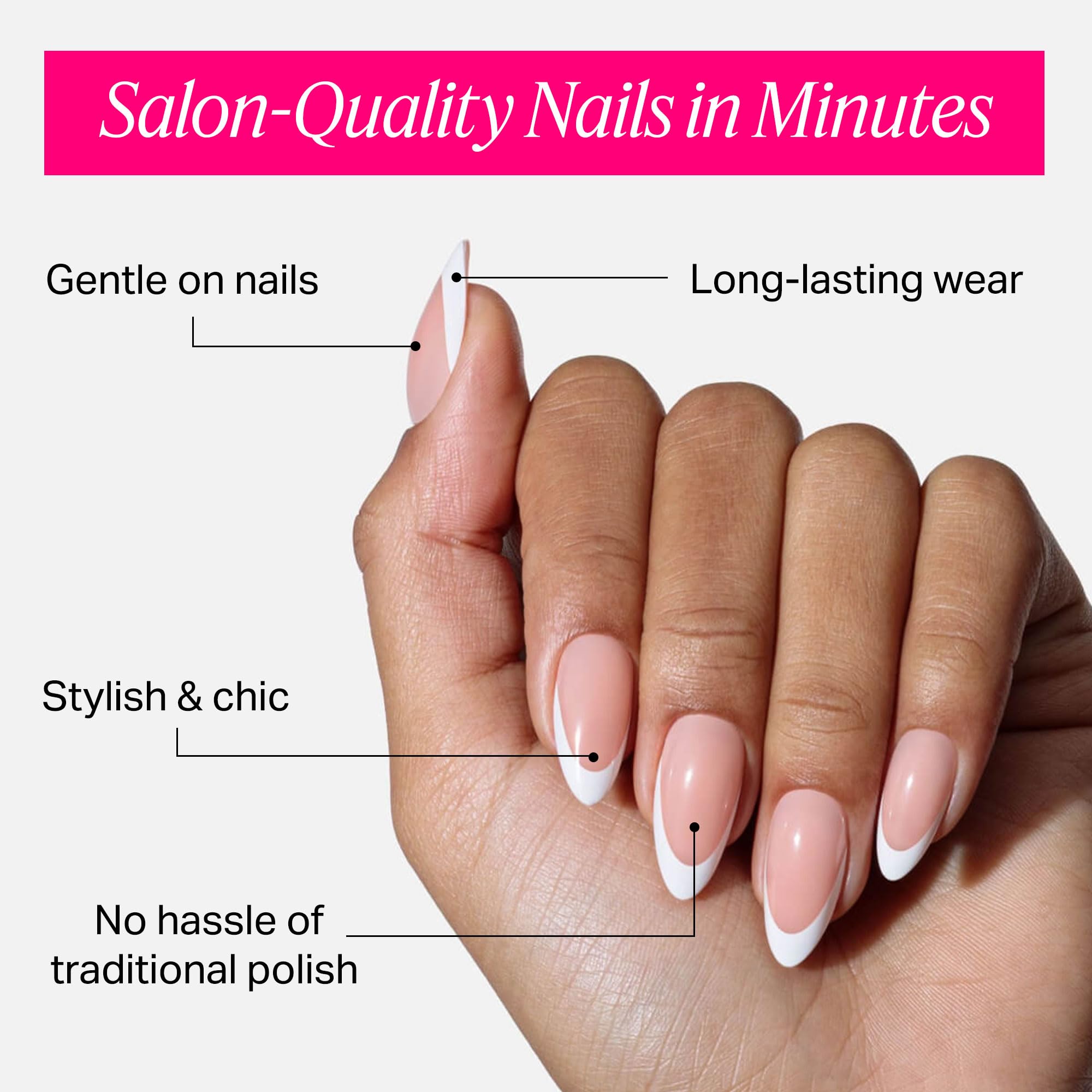 Nailboo press on nails showing strong adhesion for lasting wear.