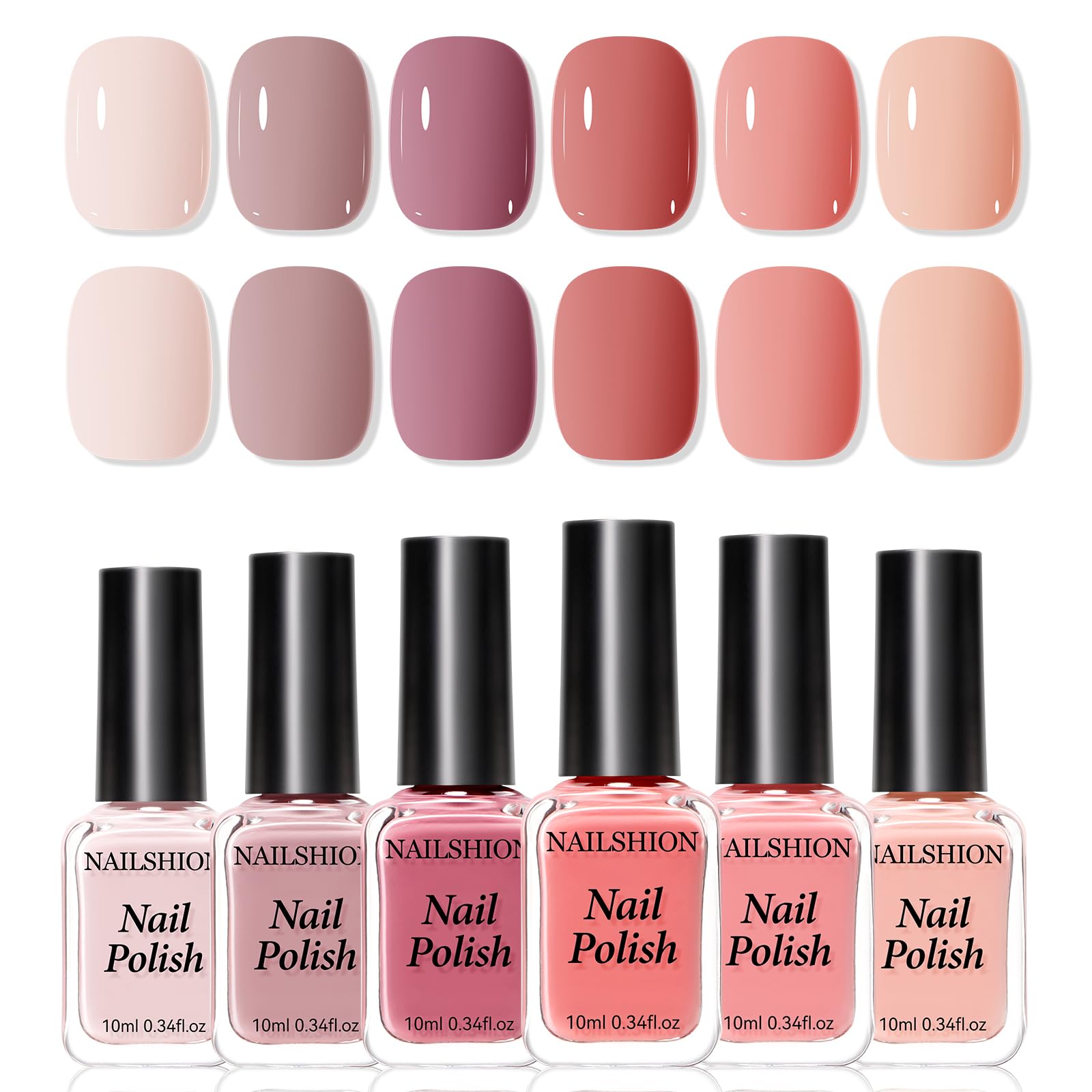 Ensemble Nailshion coffret 6 vernis neutres pour toutes les occasions.