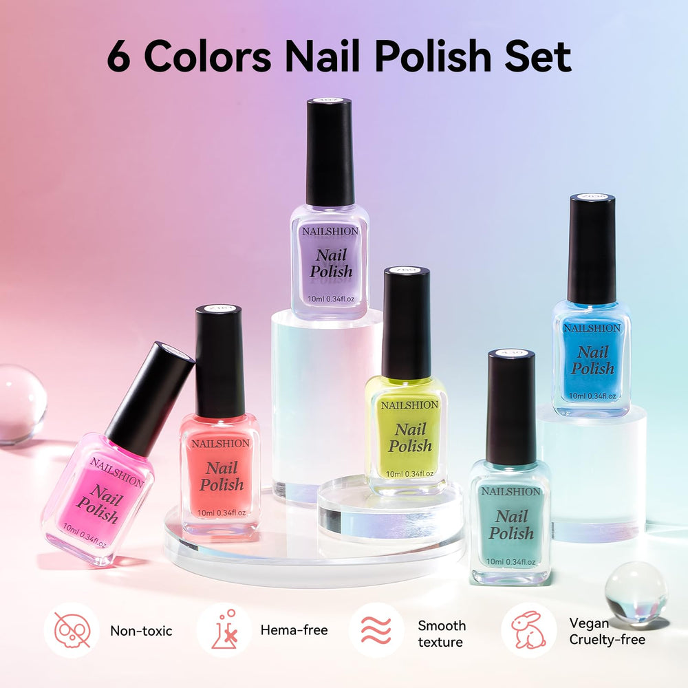 Nailshion vernis bleu azur arc-en-ciel, parfait pour le nail art