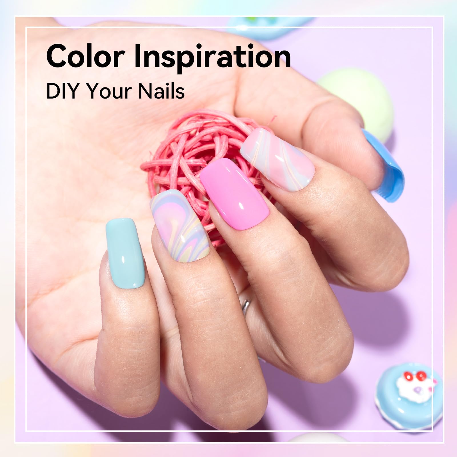 Nailshion vernis bleu ciel arc-en-ciel, séchage rapide sans lampe