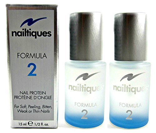 Nailtiques Protein Formula 2, deux flacons de 0,5 oz, renforçant la base des ongles et réduisant l’écaillage.