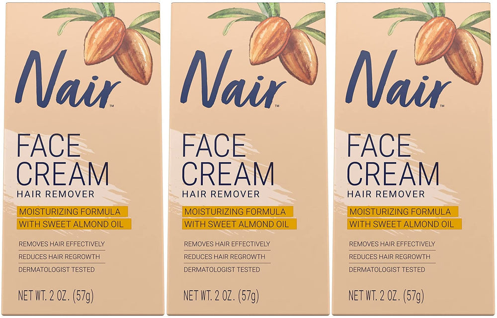 Nair crème dépilatoire visage, lot de 3, pratique pour une routine régulière.