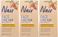 Nair crème dépilatoire visage, lot de 3, pratique pour une routine régulière.