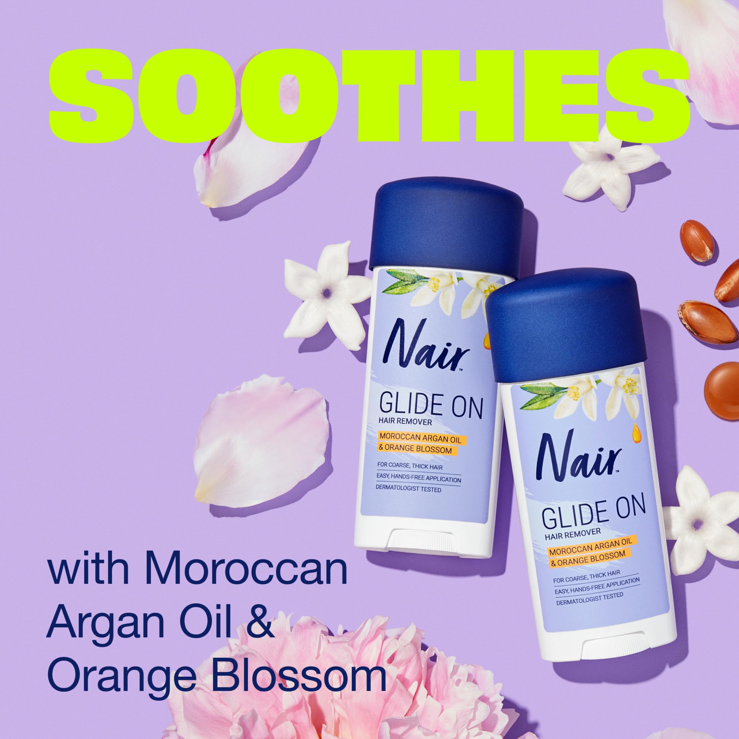 Crème dépilatoire Nair Glide On – applicateur sans contact, épilation propre et précise.