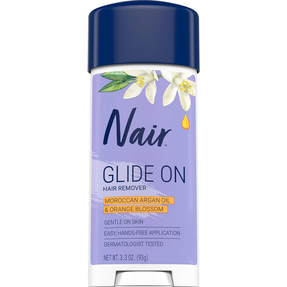 Crème dépilatoire Nair Glide On – épilation des bras, application sans contact, peau lisse.