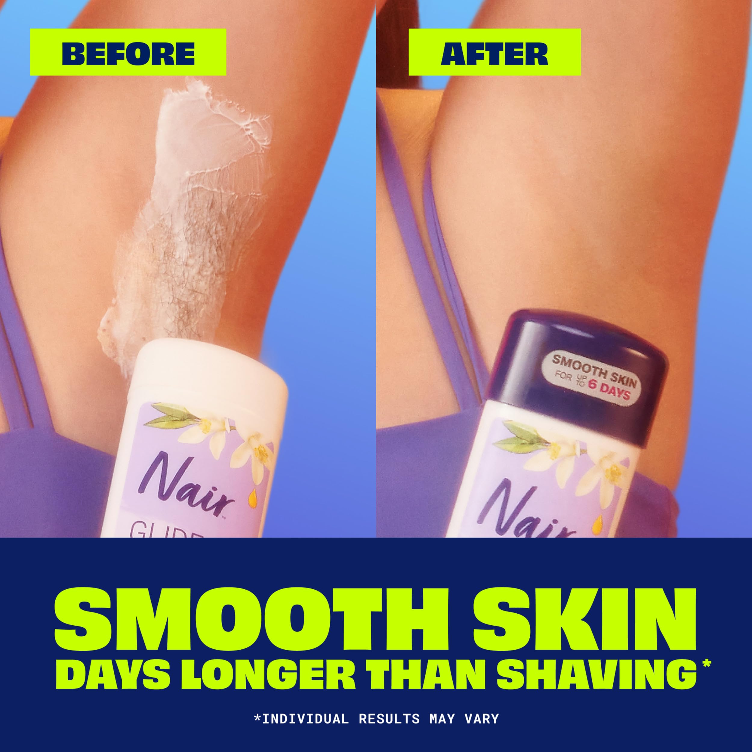 Crème dépilatoire Nair Glide On – huile d’argan pour nourrir la peau.