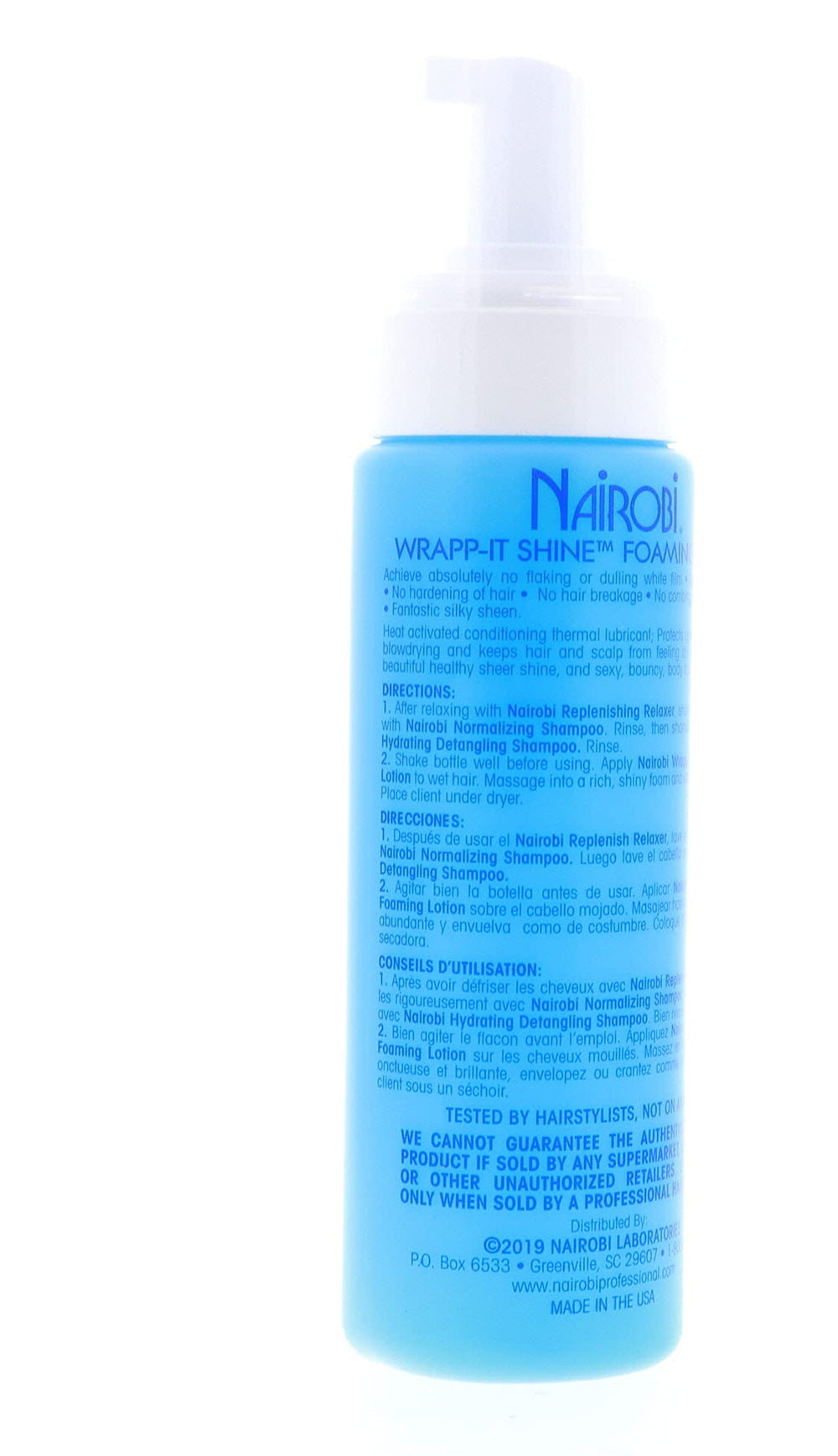 Nairobi Wrapp-It Shine pump-action dispense close-up emphasizing controlled release.