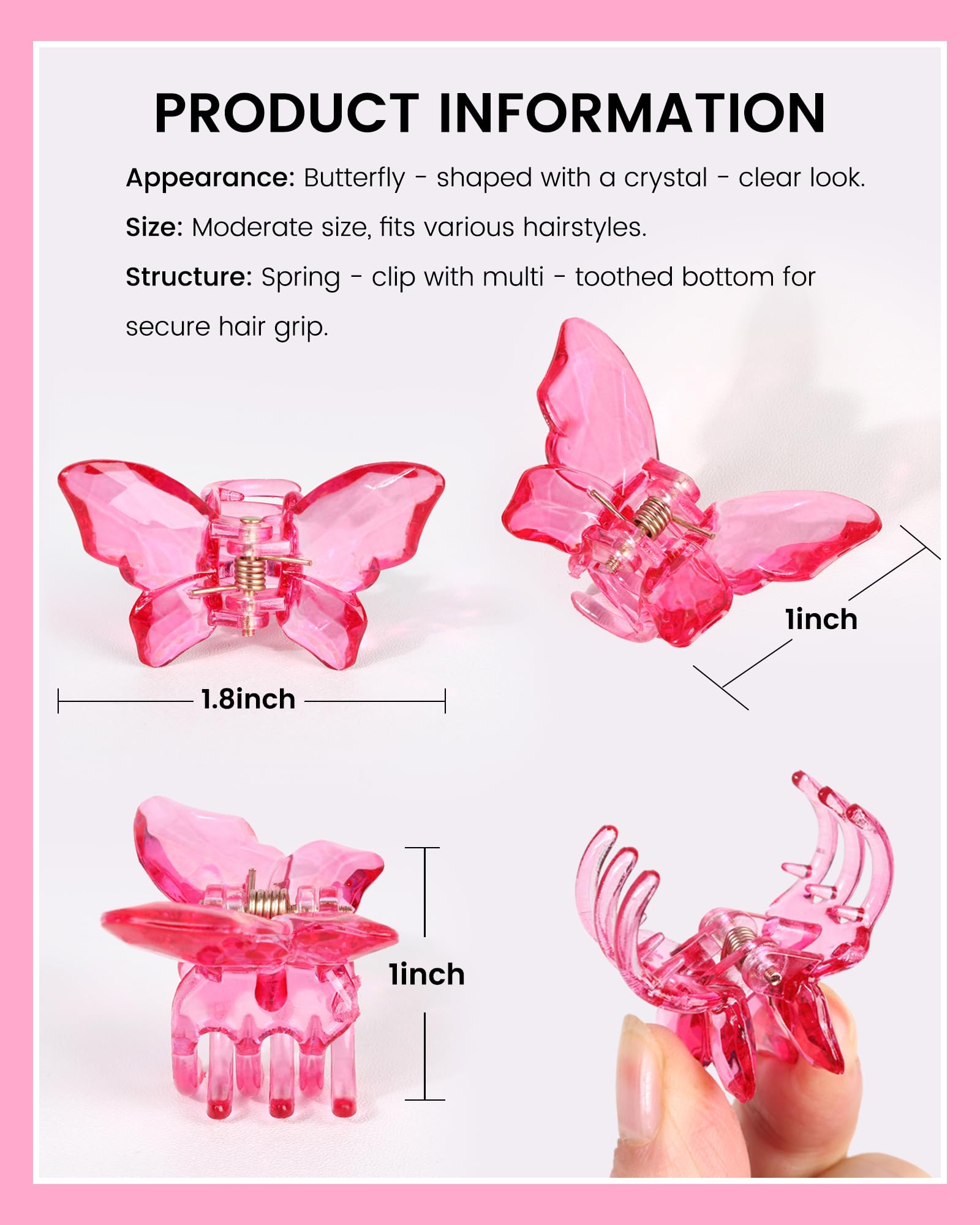 NAISIER pince papillon transparent 24 pièces, couleurs variées pour assortir tenues