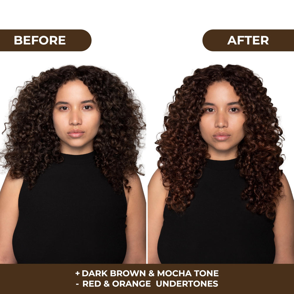 Application sur cheveux mouillés avec le masque tonifiant Naissant Glow Mocca.