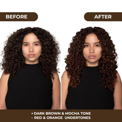 Application sur cheveux mouillés avec le masque tonifiant Naissant Glow Mocca.