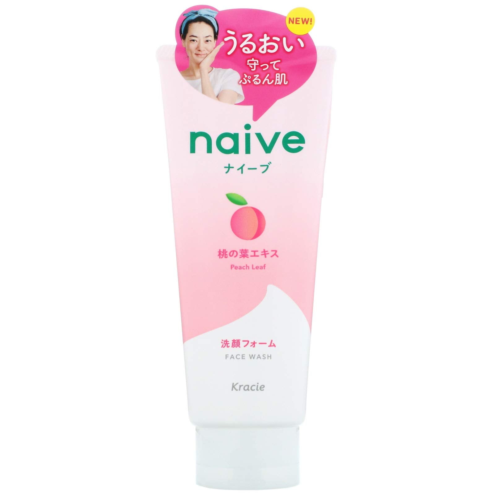 Naive Mousse Nettoyante Visage à la Pêche, peau propre et hydratée après utilisation.