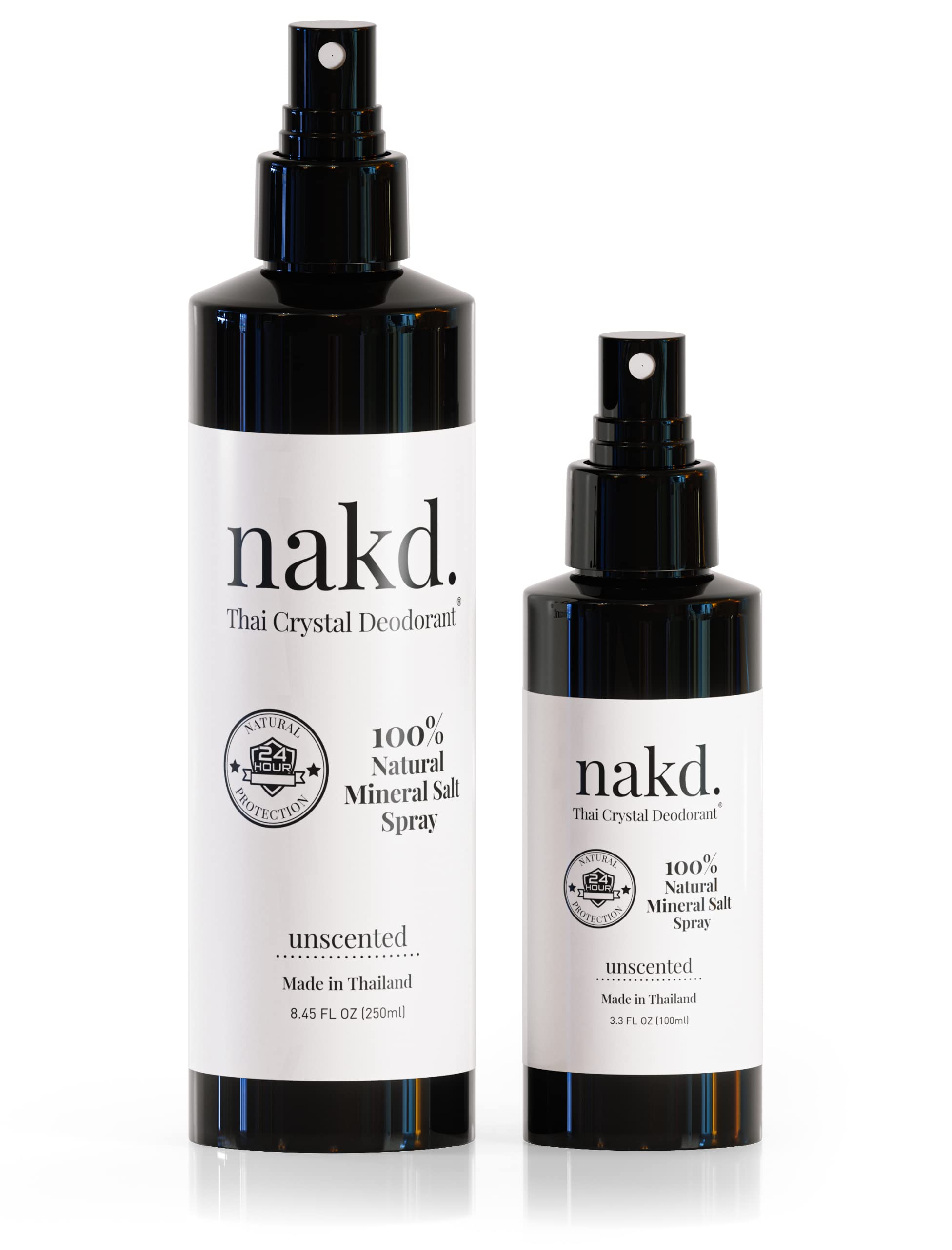 Nakd Thai Crystal Déodorant Spray – bouteille régulière pour une protection quotidienne sans parfum.
