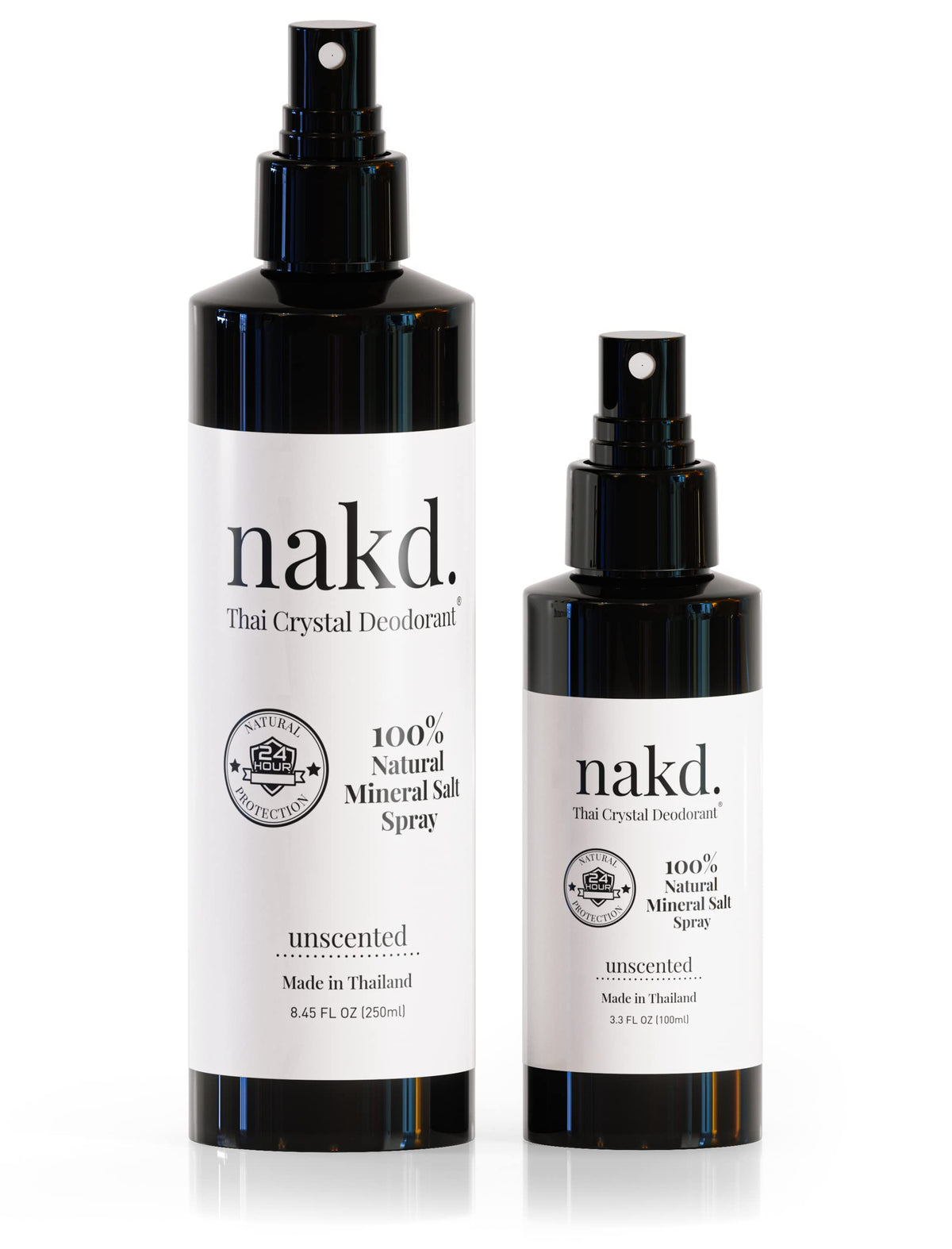Nakd Thai Crystal Déodorant Spray – bouteille régulière pour une protection quotidienne sans parfum.