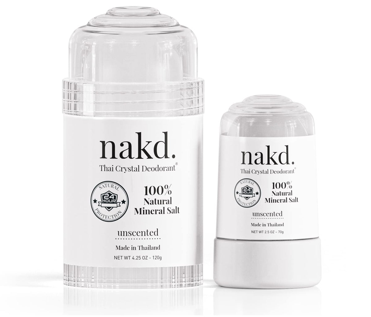 Nakd Thai Crystal Déodorant Stone: ensemble de deux bâtons pour usage quotidien, sans parfum.