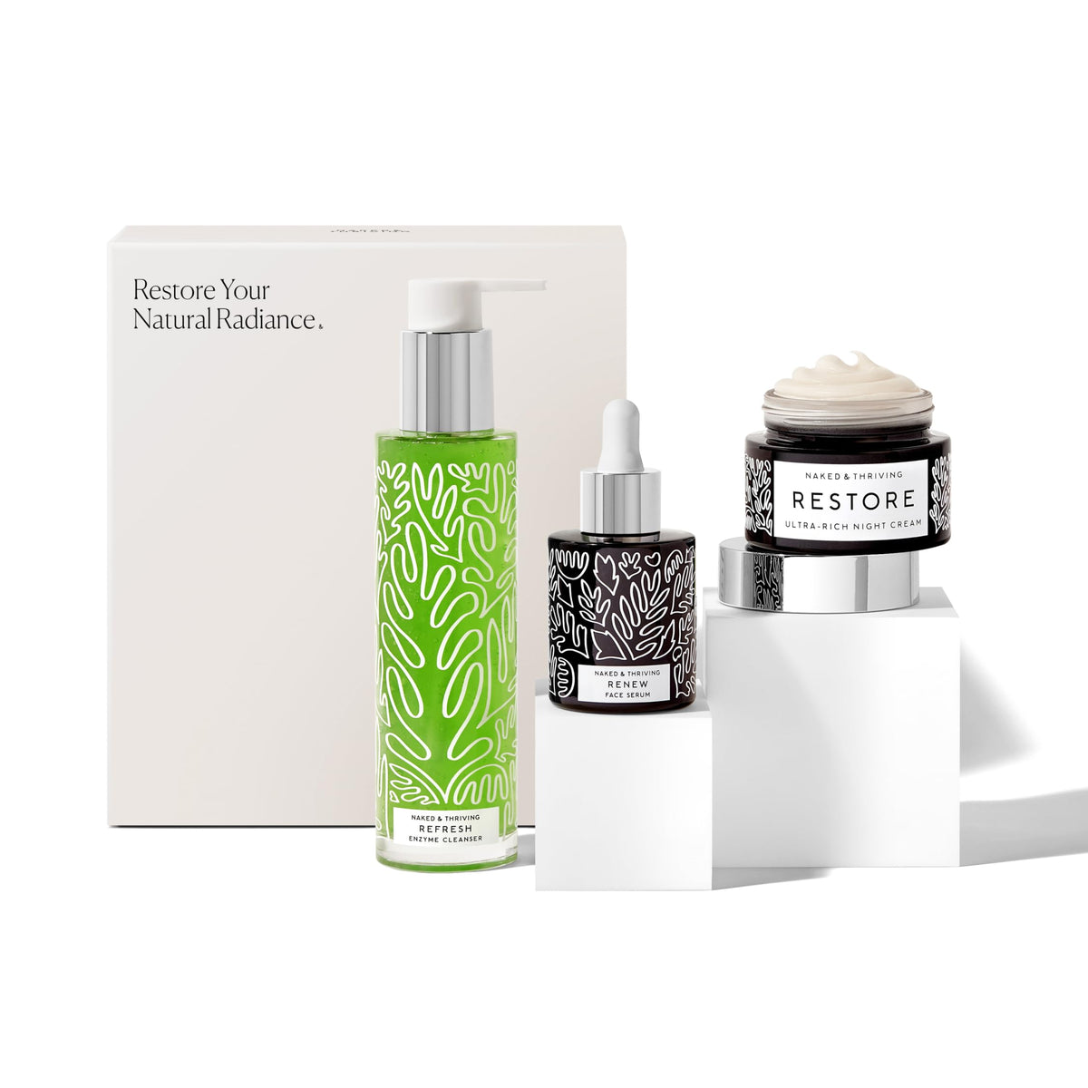 Naked & Thriving Restore crème nuit 50 g, texture riche et hydratante.
