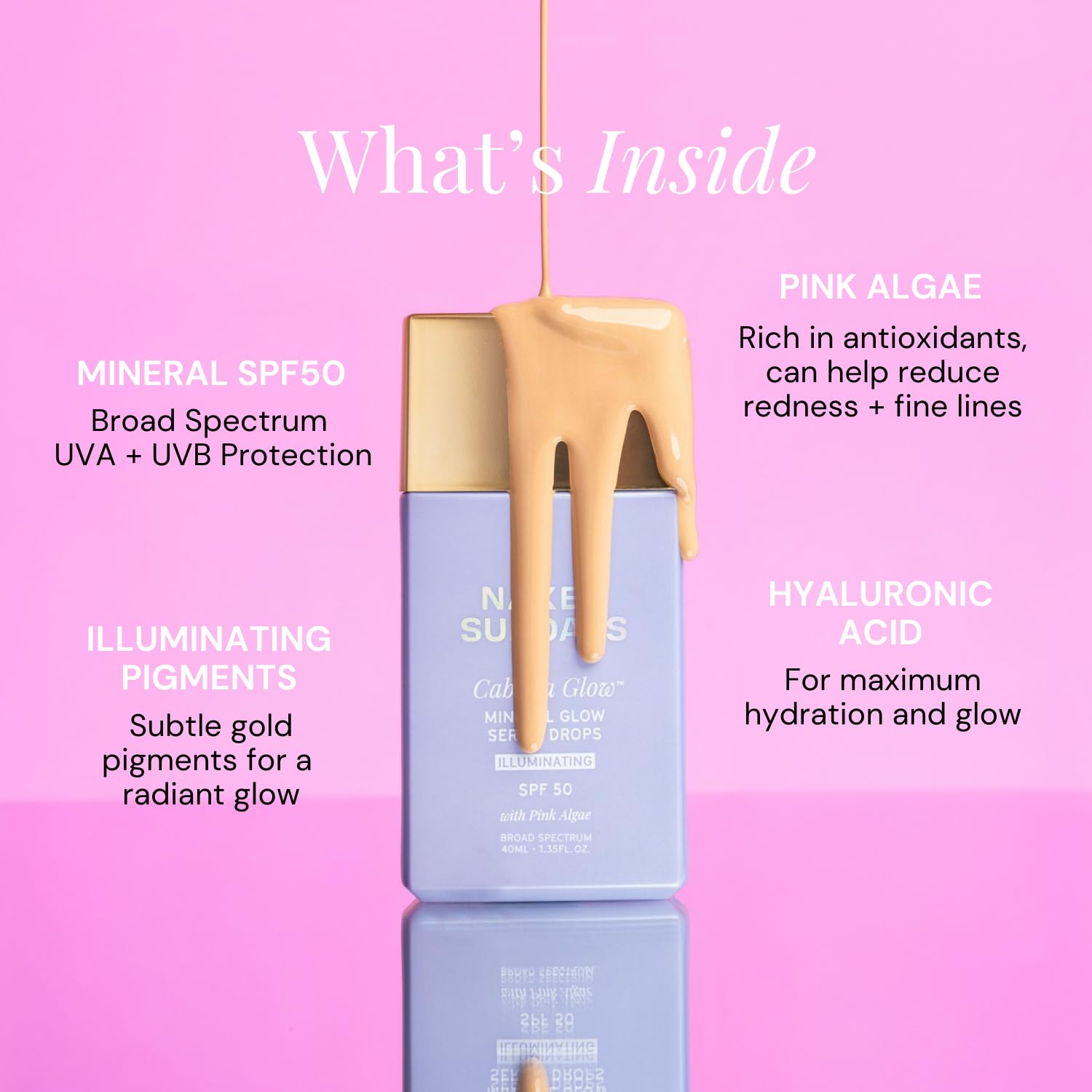 Gouttes-serum CabanaGlow révèle une teinte lumineuse pour un teint unifié et naturel.