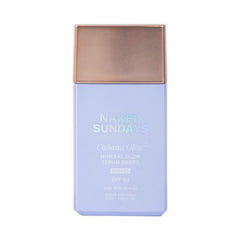 Naked Sundays CabanaGlow SPF50 bouteille montrant protection et teint bronzé