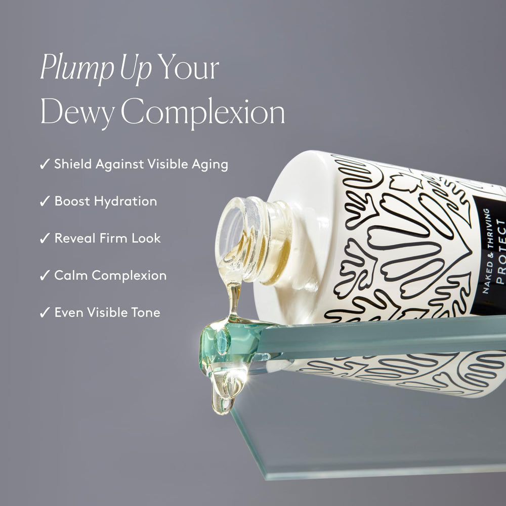 Serum Protect Naked & Thriving dans emballage verre recyclable.