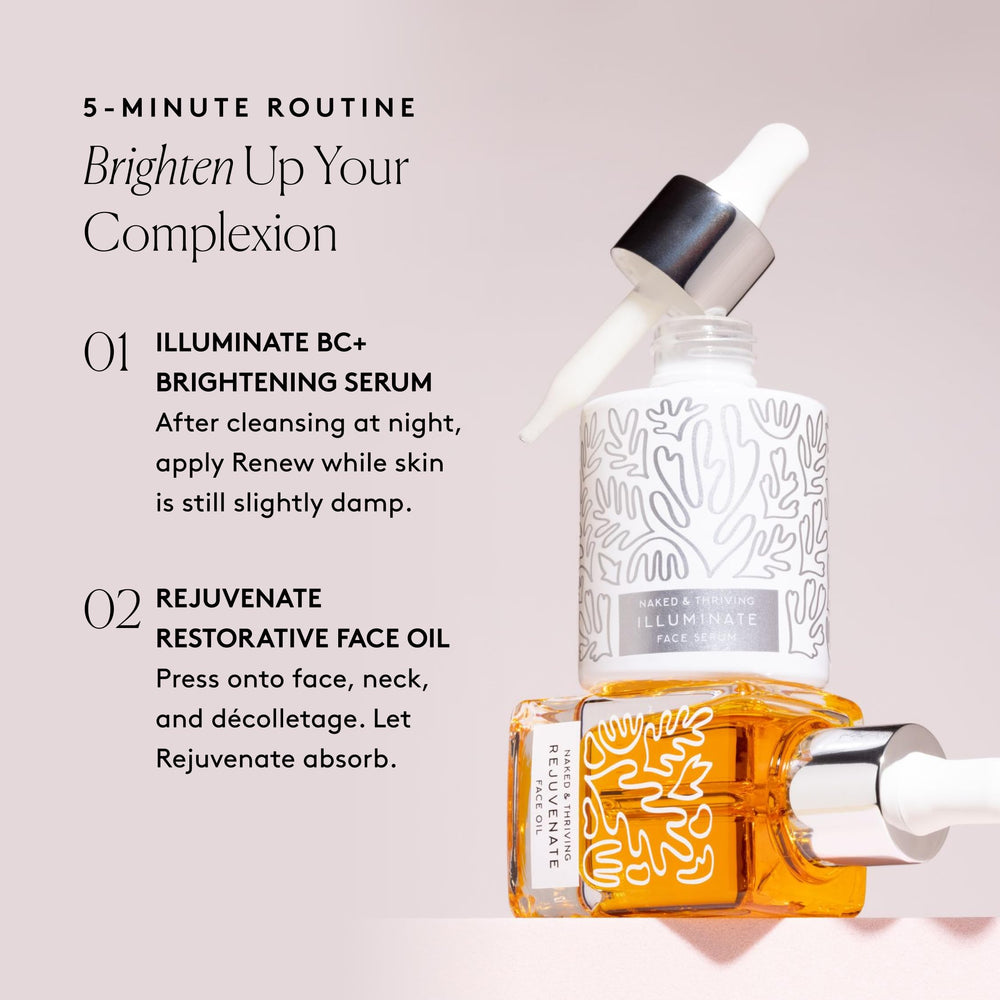 Rituel soin quotidien Naked & Thriving duo, moment de soin rapide.