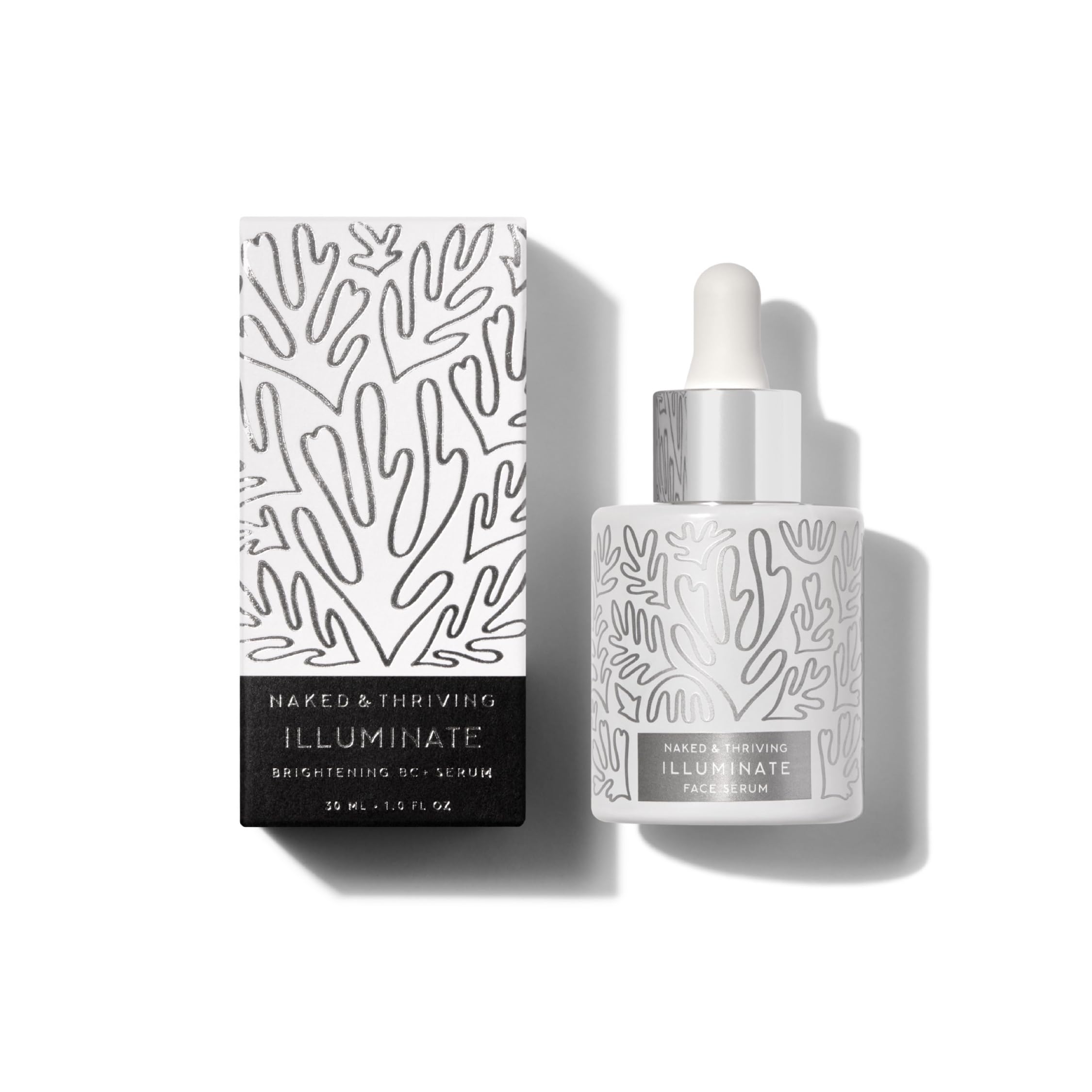 Naked & Thriving Illuminate: flacon élégant pour luminosité et hydratation.