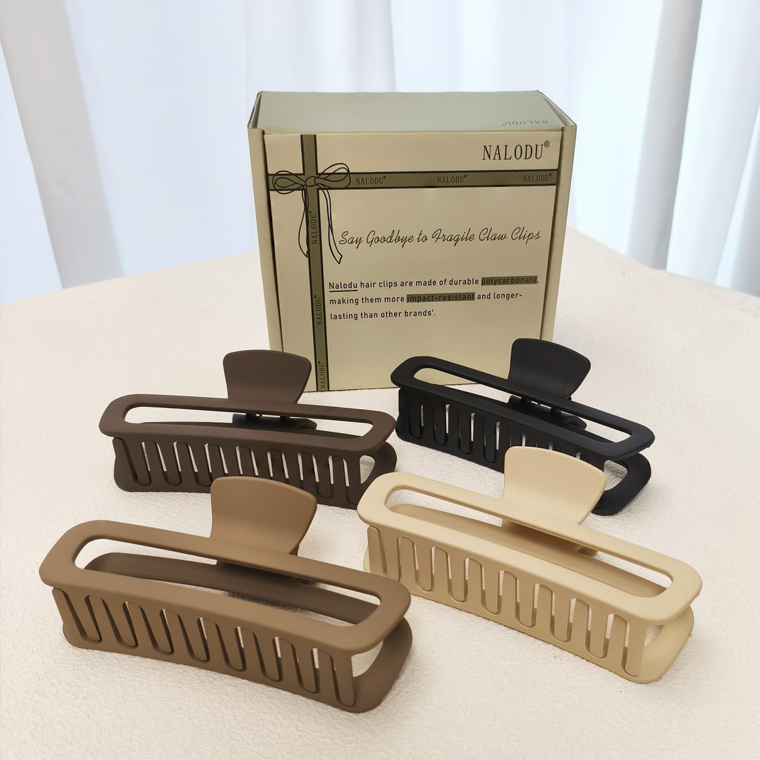 Pinces Nalodu rectangle-mate, style épuré et maintien sûr.