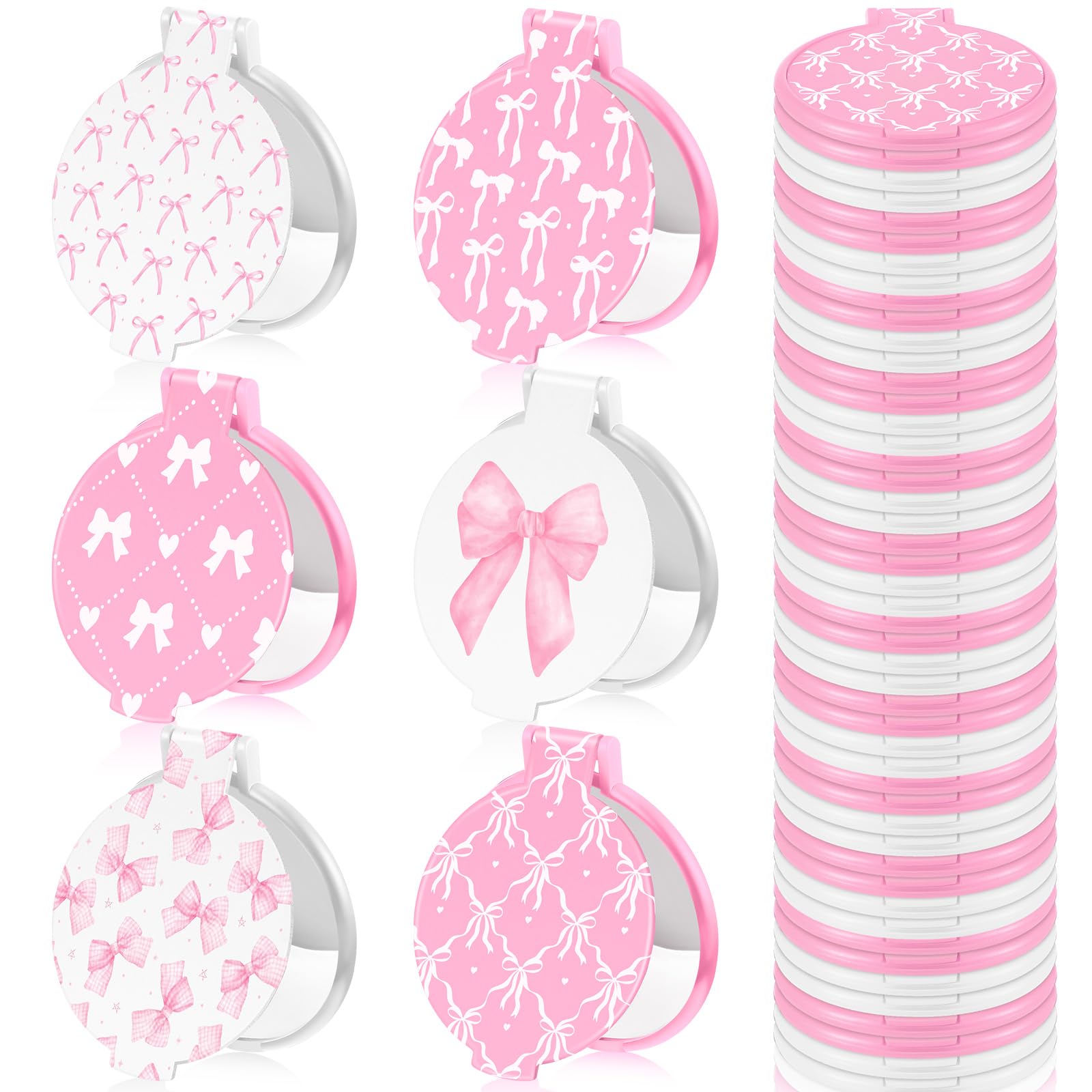 Namalu Miroir Coquette Noeud Rose Poche: parfait pour retouches rapides en déplacement.