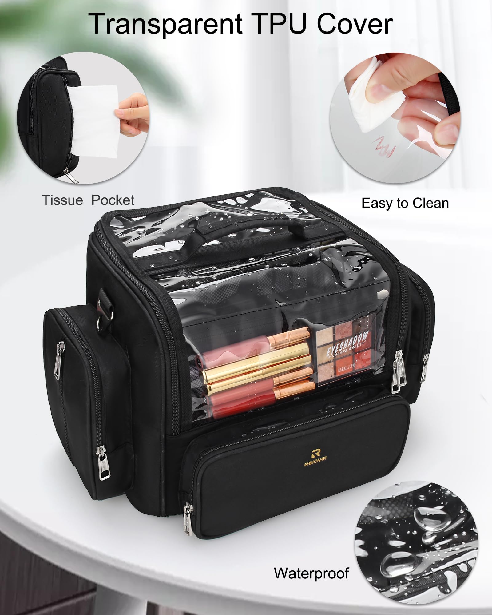 NAONAYA protection anti-poussière en TPU transparent, pinceaux visibles et protégés.