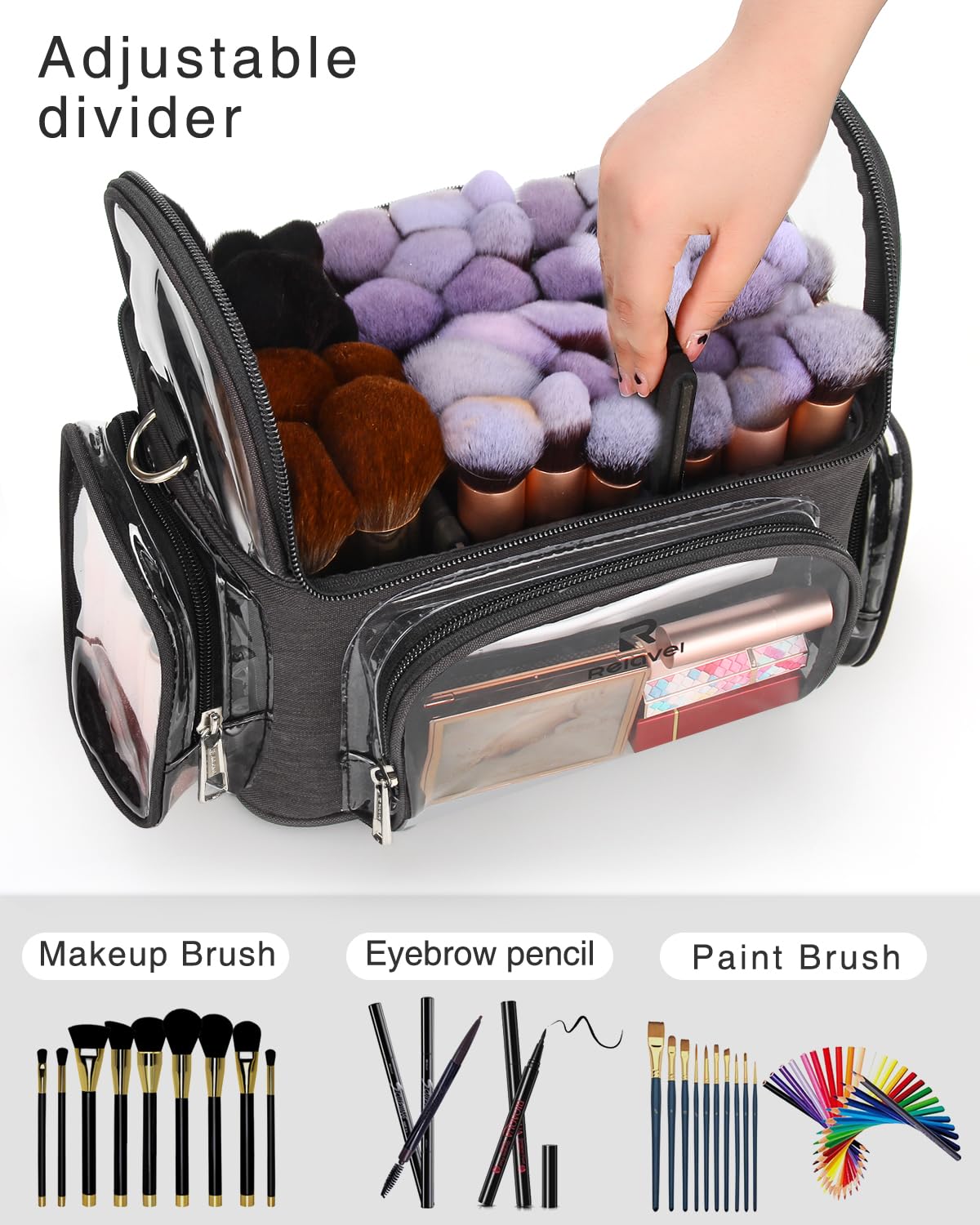 NAONAYA trousse pinceaux TPU transparent et étanche pour nettoyage facile