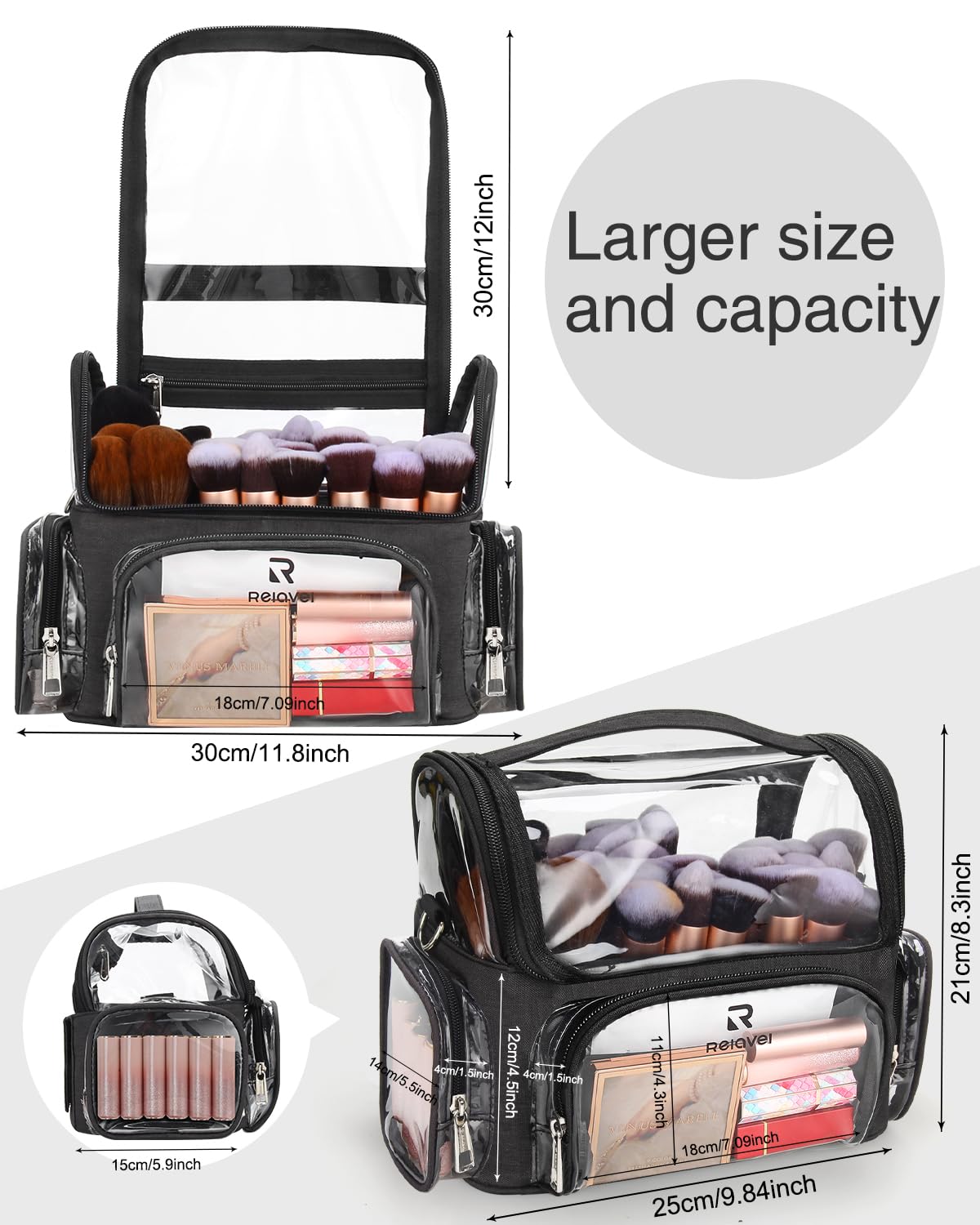 NAONAYA trousse pinceaux poche frontale transparente pour palettes