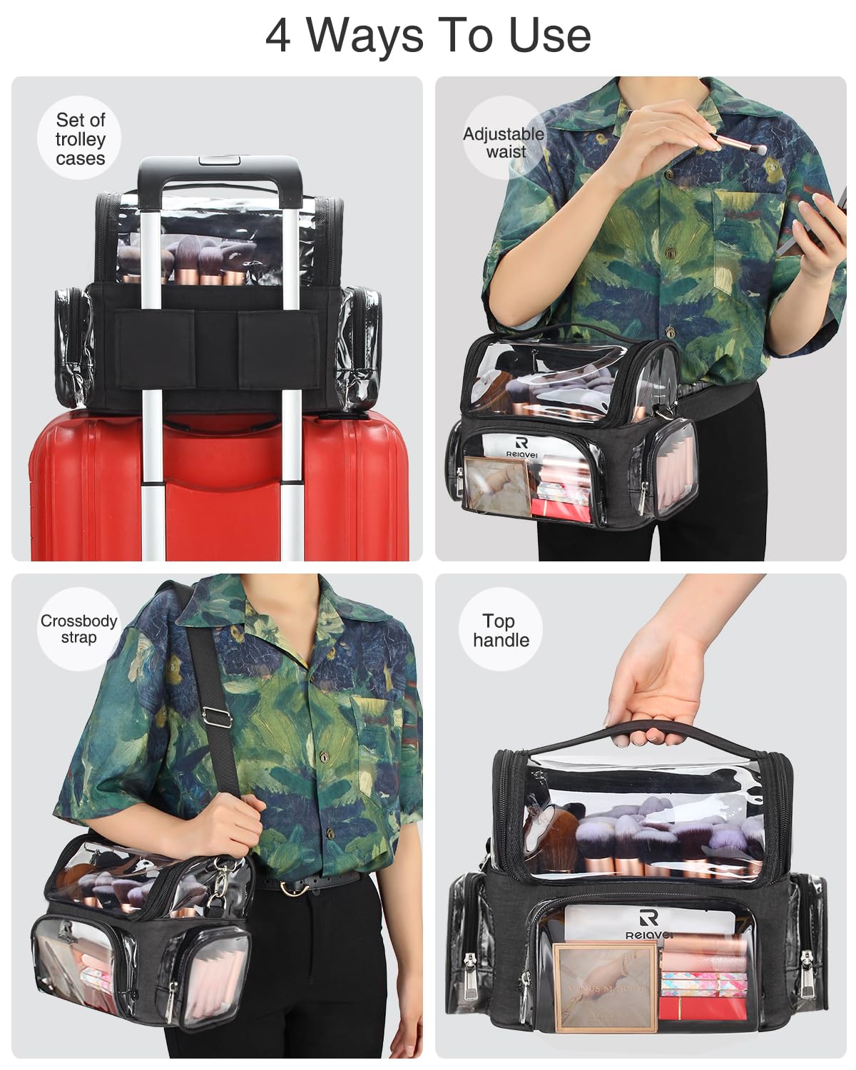 NAONAYA trousse pinceaux poches coulissantes transparentes faciles d’accès