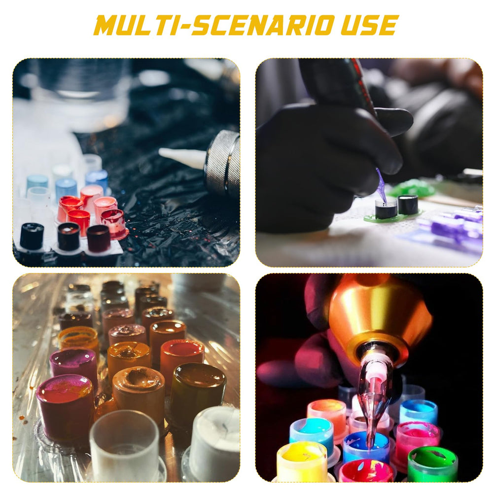 Utilisation polyvalente pour pigments, encres et liquides dans un espace pro.