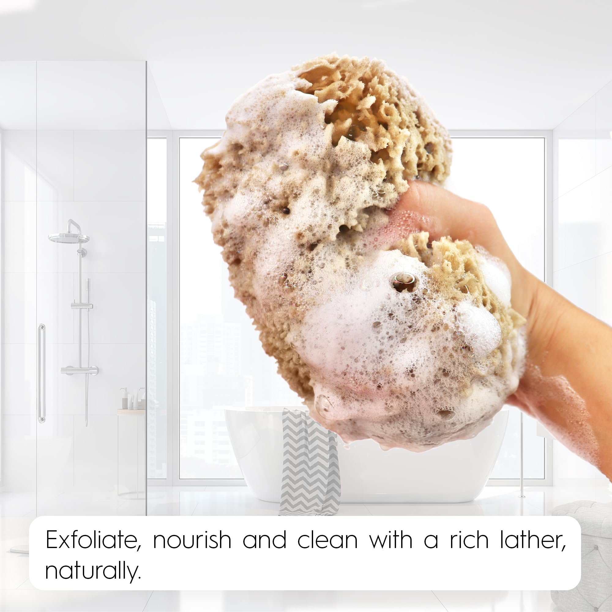 Éponge Naroa revigorante pour bain, transforme le rituel en moment spa.