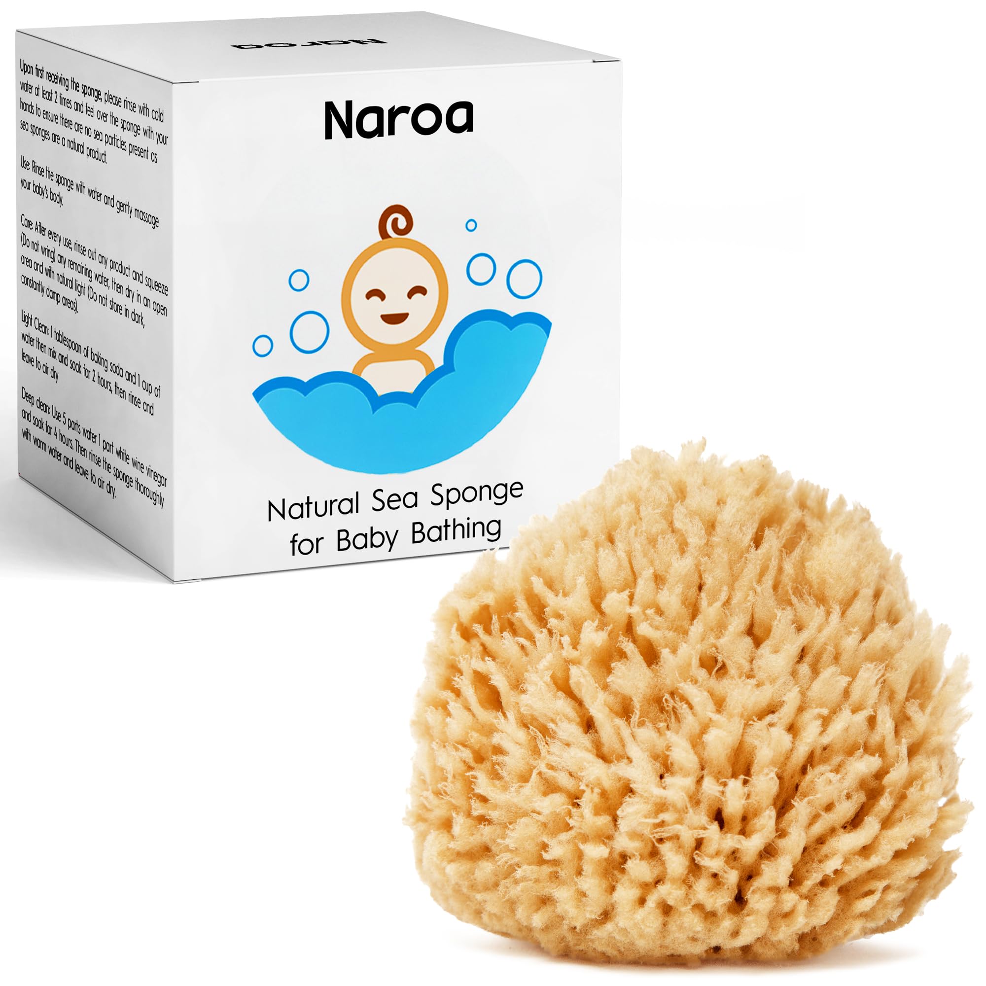 Éponge Naroa pour bébé, douceur naturelle pour peau délicate au bain.