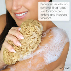 Éponge Naroa durable et sans plastique, option écologique pour la salle de bain.