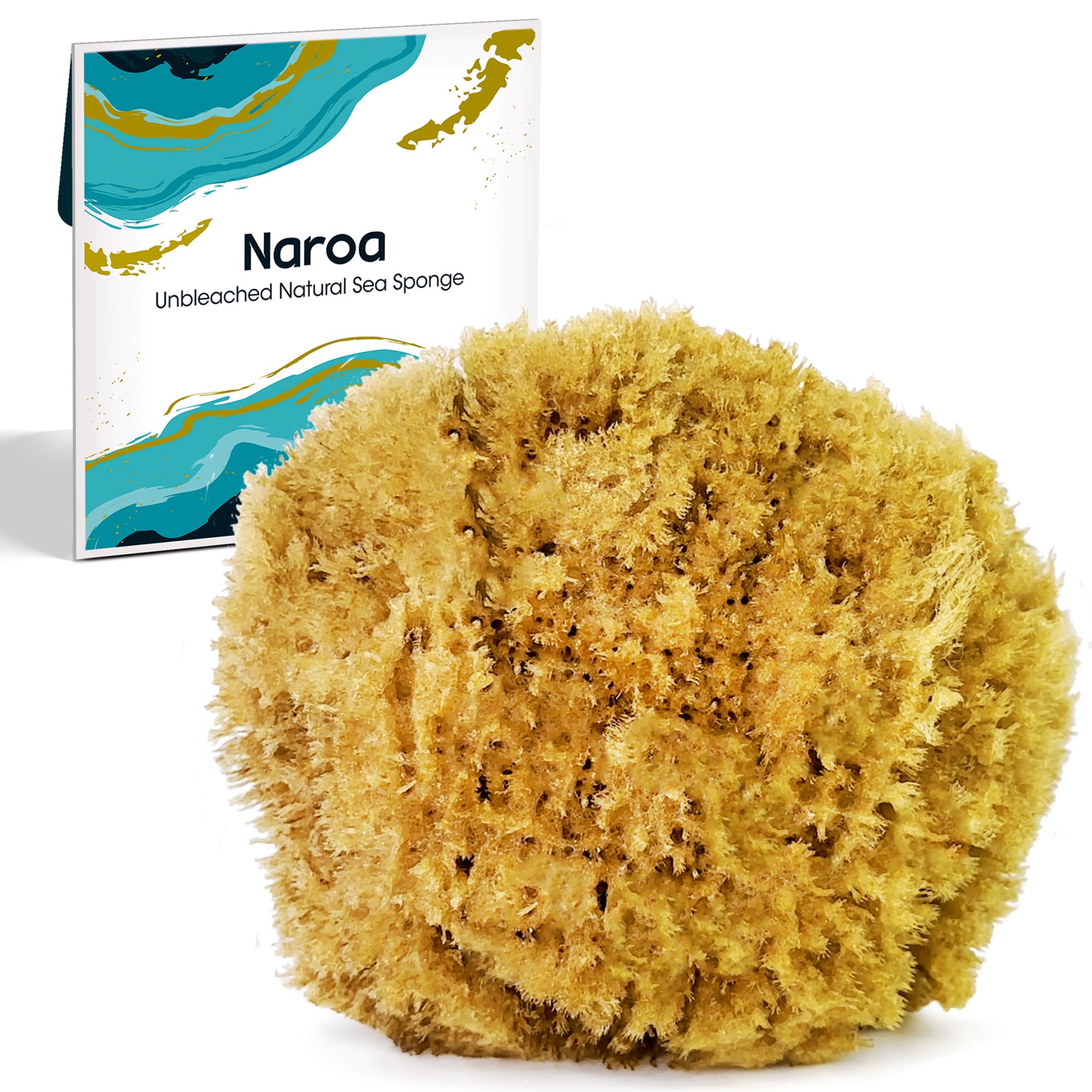Éponge exfoliante naturelle Naroa pour la douche grand format, douceur et éclat potentiels.