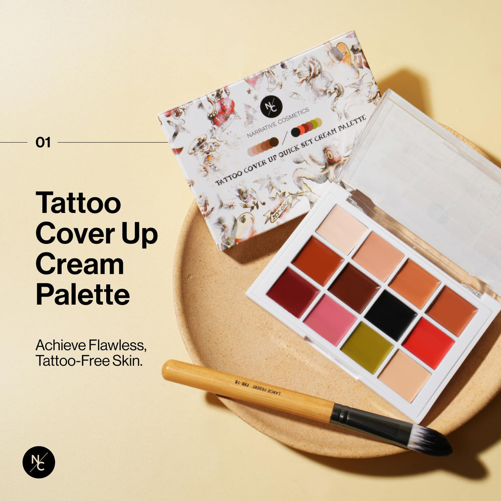 Narrative Cosmetics Tattoo Cover Up: correction des cicatrices avec couverture précise et durable.