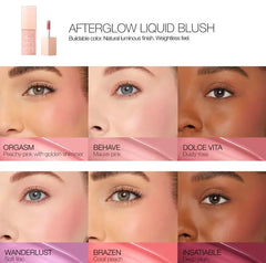 NARS Afterglow Blush Liquide Wanderlust applicateur précis pour une application contrôlée.
