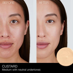Texture naturelle et matifiée du correcteur NARS sur peau