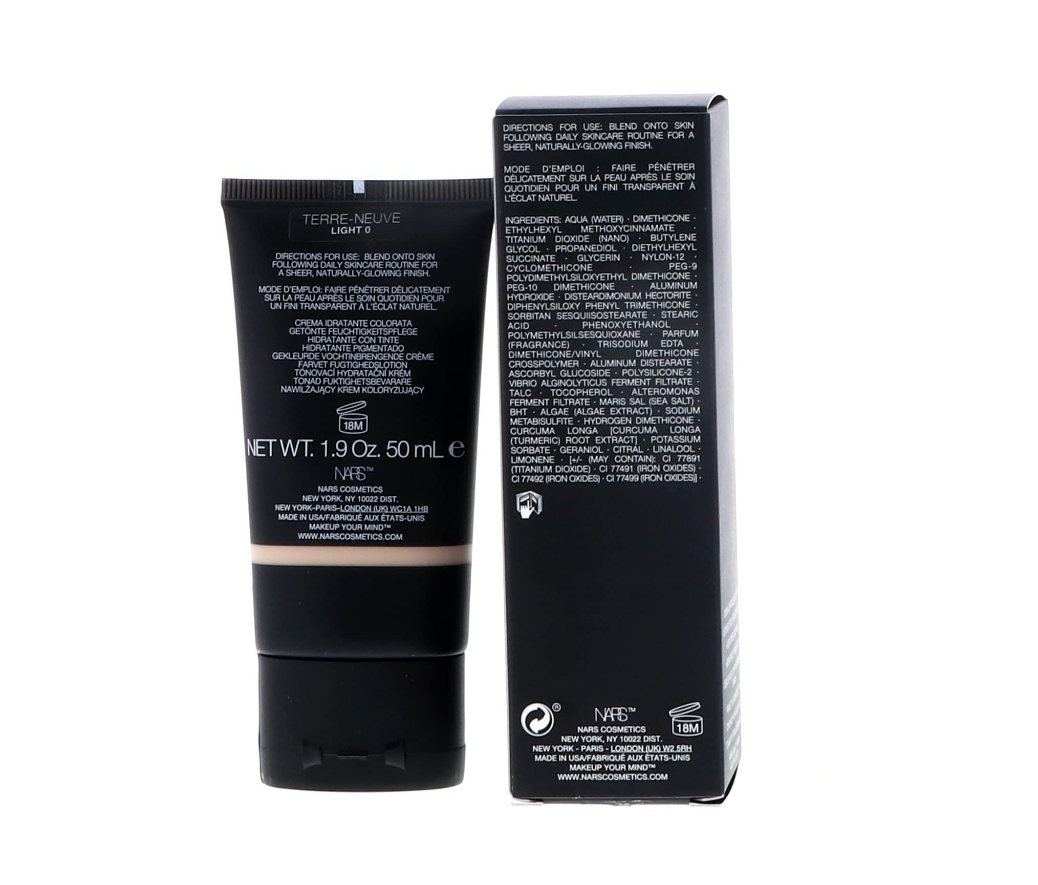 NARS Pure Radiant Hydratant Teinté Terre-Neuve, produit testé dermatologiquement.