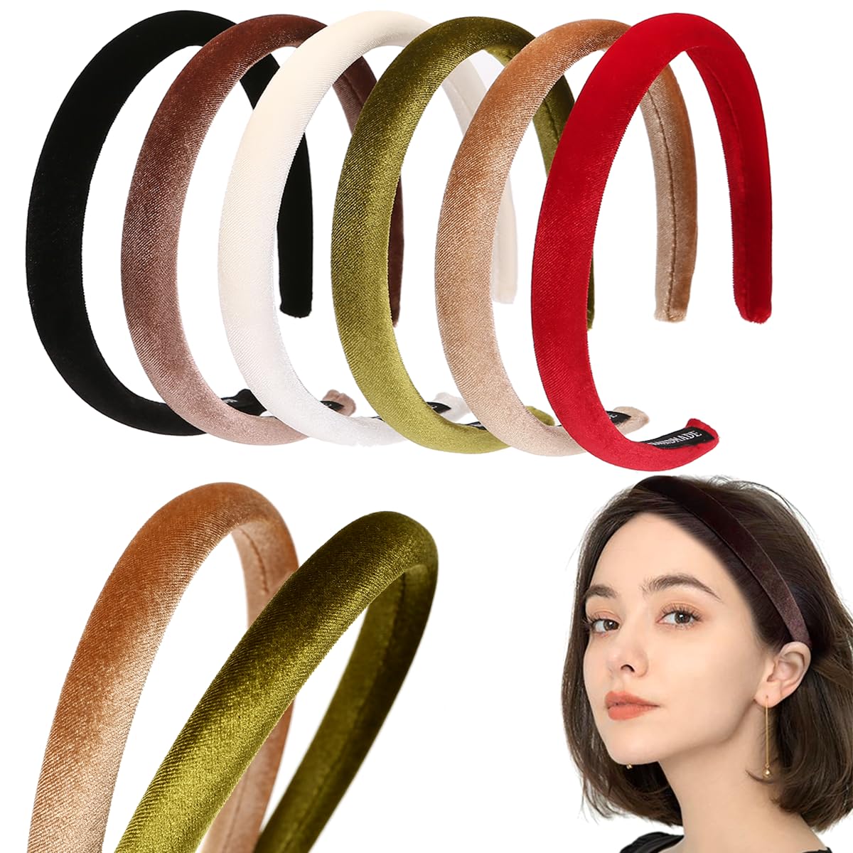 Bandeau velours Naruning ensemble 6 couleurs – confort durable et polyvalence.