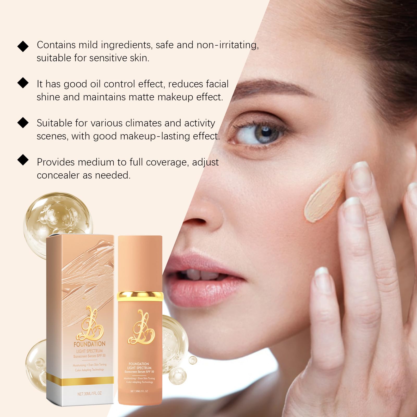 Narvokey Foundation SPF50+: protection légère mais efficace.