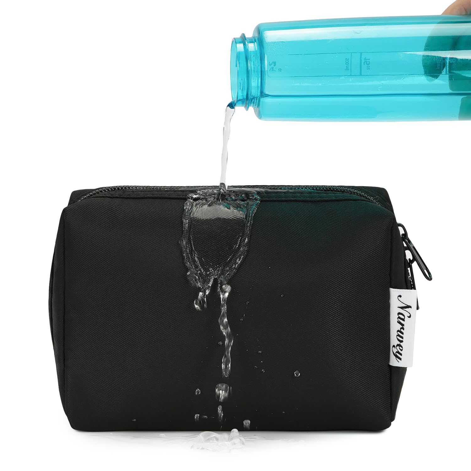Narwey dimensions sac cosmétiques noir : taille idéale pour voyages.