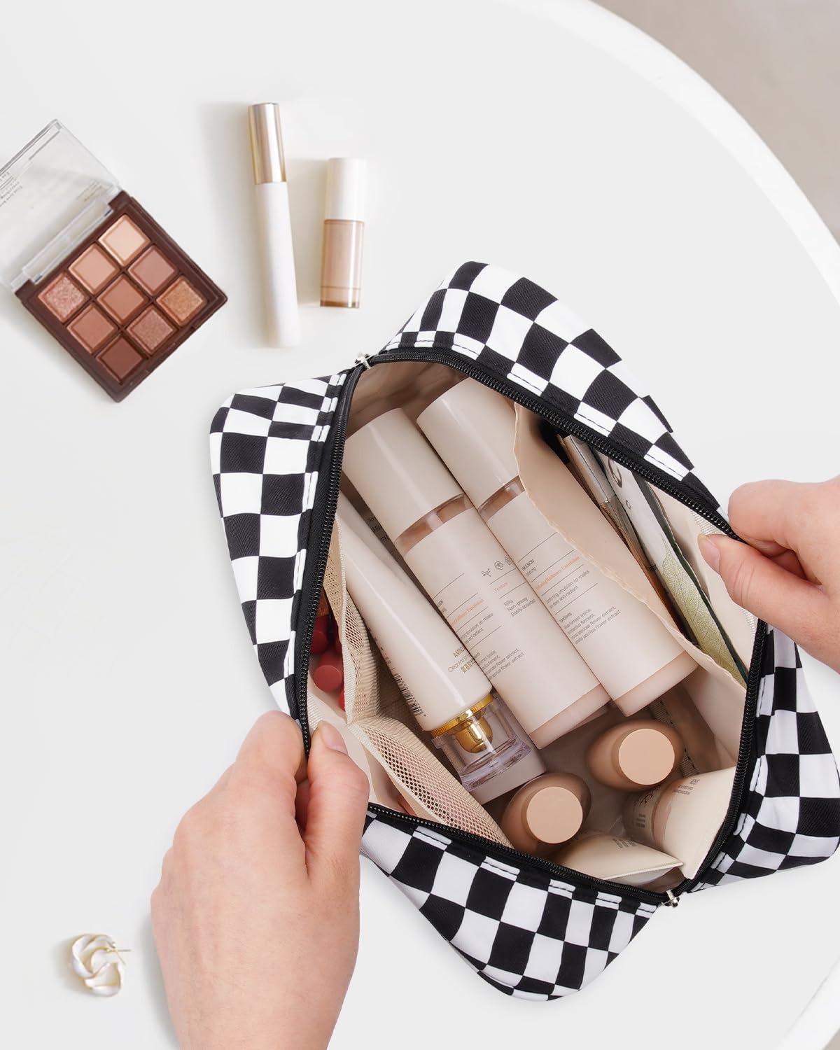 Narwey interieur poches rangement, organisation facile des produits de beaute.