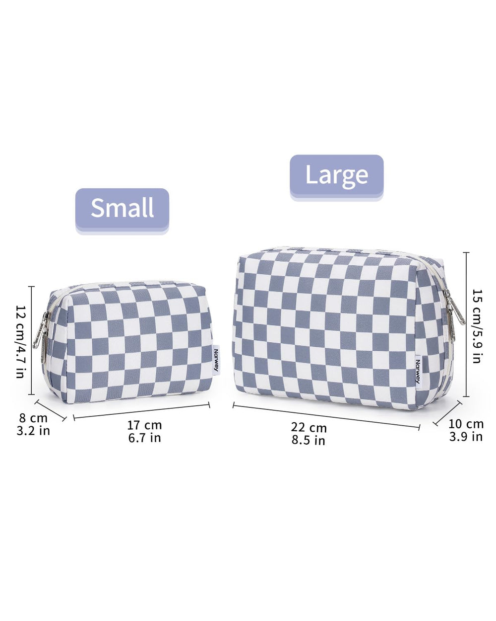 Narwey sac Checkered, design gris-bleu pour un usage quotidien élégant et organisé.