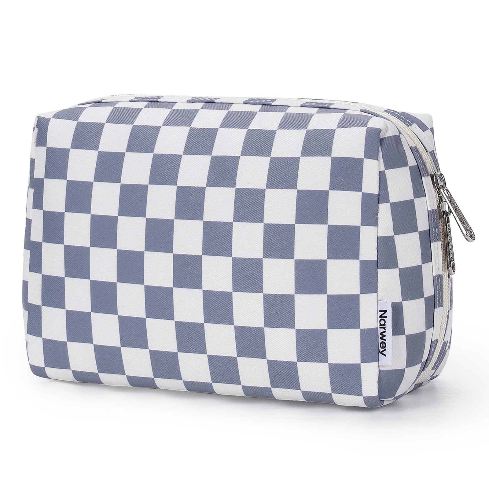 Narwey sac à maquillage Checkered, fermé, rangement sûr lors des déplacements.