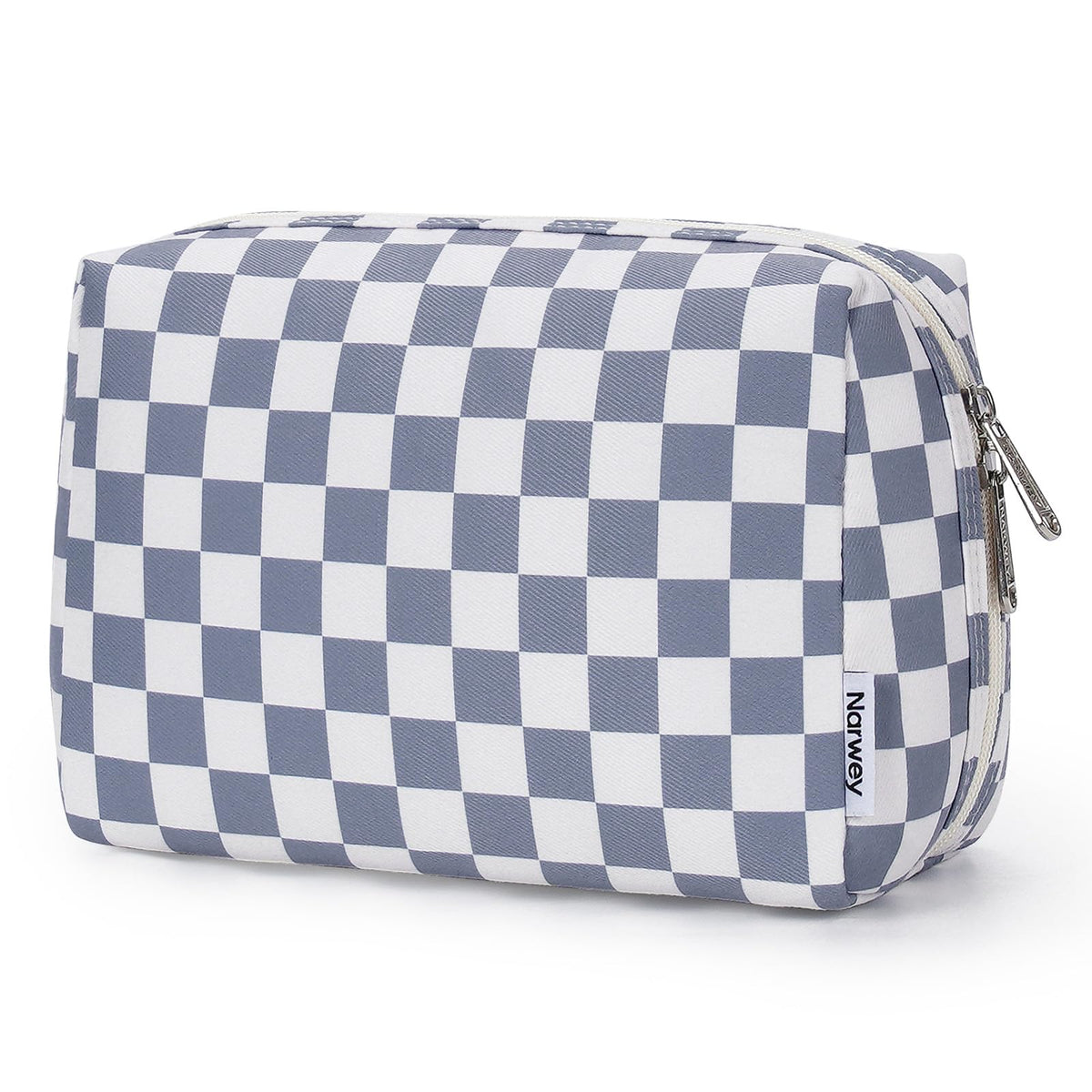 Narwey sac à maquillage Checkered, fermé, rangement sûr lors des déplacements.
