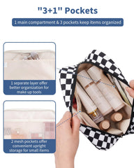 Narwey ouverture fermeture eclair noir carreaux, acces rapide aux essentiels lors de voyage.