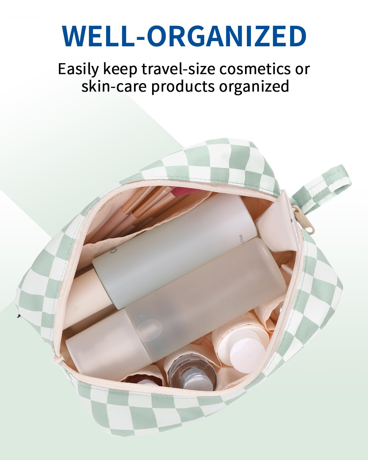 Trousse résistante à l'eau avec poche intérieure pour accessoires.